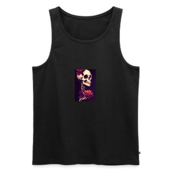 Skull Skull Flowers Tattoo - Men's Premium Organic Tank Top - black - Front - AI Model Male 178 light (178cm)
