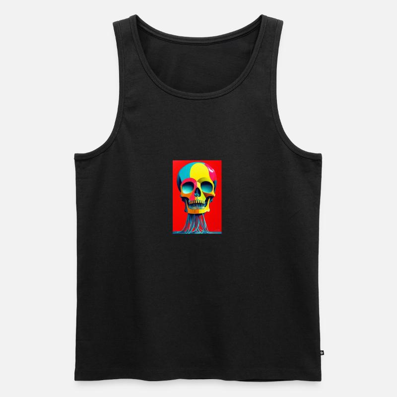 Schädel Skull Tattoo Bunt - Männer Premium Bio Tank Top - Schwarz