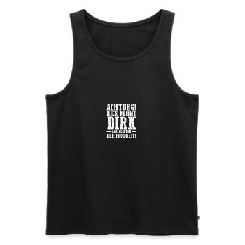 Prénom Dirk - Débardeur bio Premium Homme - noir - Devant - AI Model Male 178 light (178cm)