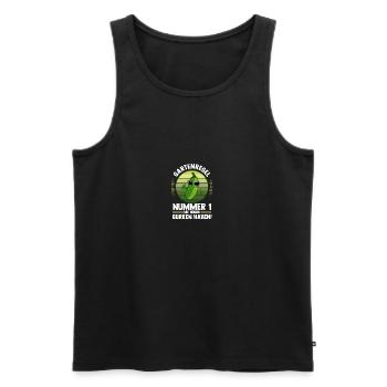 Jardinier Concombre Jardin fermier - Débardeur bio Premium Homme - noir - Devant - Michal (187cm)
