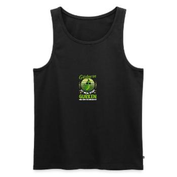 Jardinier Concombre Jardin fermier - Débardeur bio Premium Homme - noir - Devant - Michal (187cm)