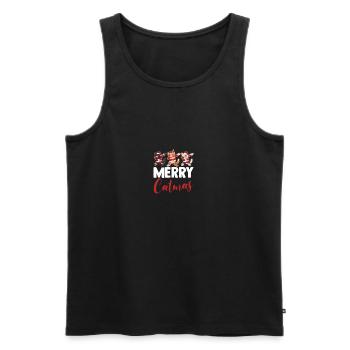 Père Noël Fête de Noël Noël Chats - Débardeur bio Premium Homme - noir - Devant - AI Model Male 178 light (178cm)