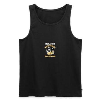 Herzlich Willkommen Im Falschen Film Lustiges - Männer Premium Bio Tank Top - Schwarz - Vorne - Michal (187cm)