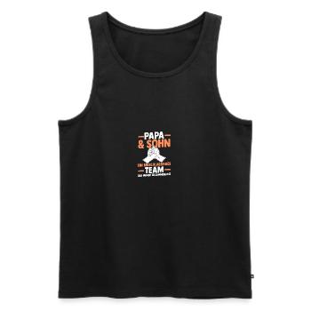 Papa et fils - Débardeur bio Premium Homme - noir - Devant - Michal (187cm)