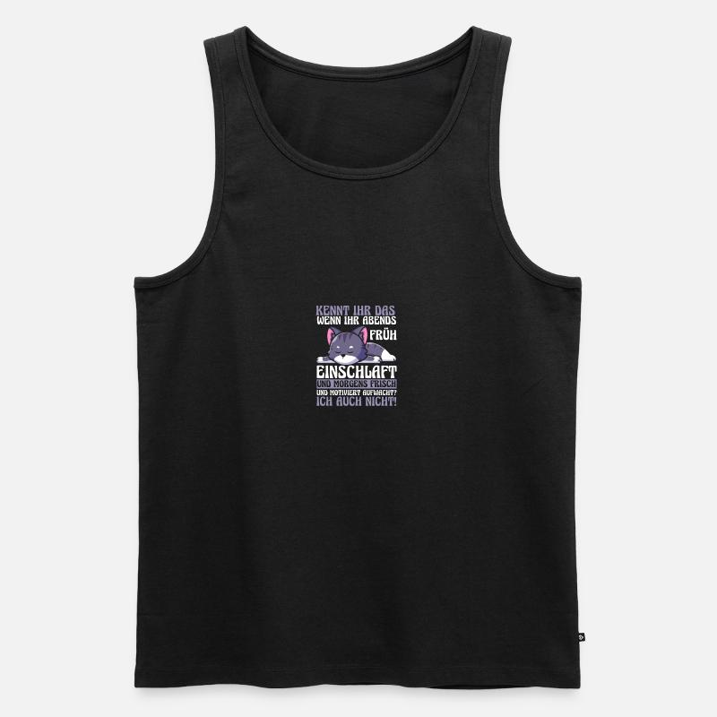 Faulenzer Langschläfer Motivation Katze - Männer Premium Bio Tank Top - Schwarz