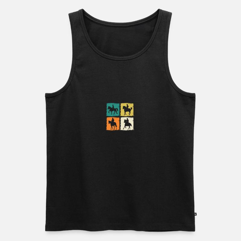 Reiten Pferde - Männer Premium Bio Tank Top - Schwarz