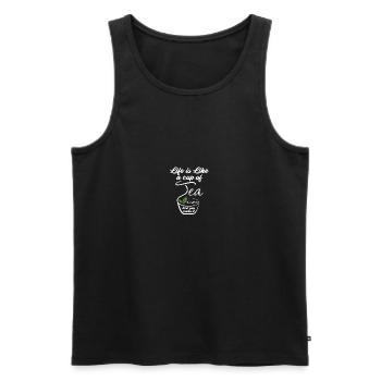 Teedruck Das Leben ist wie ein T-Shirt Männer Frauen Opa - Männer Premium Bio Tank Top - Schwarz - Vorne - AI Model Male 178 light (178cm)