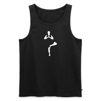 Yoga Tree Pose, white - Men's Premium Organic Tank Top - black - Front - AI Model Male 178 light (178cm)