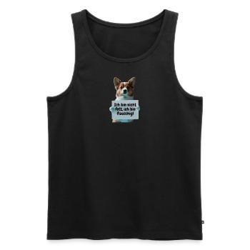 Süßer Hund mit Schild - Männer Premium Bio Tank Top - Schwarz - Vorne - Michal (187cm)