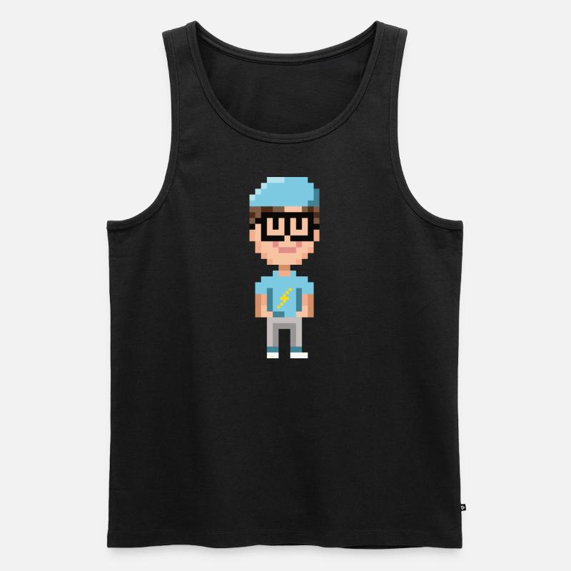 PIXELFIGUR BLAU - BLITZ - Männer Premium Bio Tank Top - Schwarz