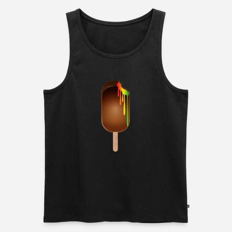 Schokoladen-Eis am Stiel mit Regenbogenfüllung - Männer Premium Bio Tank Top - Schwarz