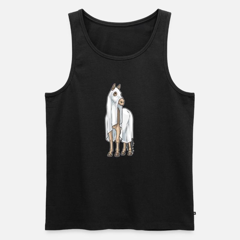 Pferd Halloween Geist - Männer Premium Bio Tank Top - Schwarz