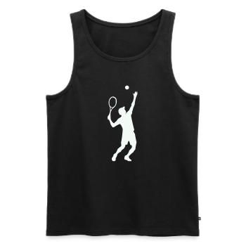 Tennis Silhouette im Sprung - Männer Premium Bio Tank Top - Schwarz - Vorne - Michal (187cm)