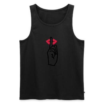 lips psst - Men's Premium Organic Tank Top - black - Front - AI Model Male 178 light (178cm)