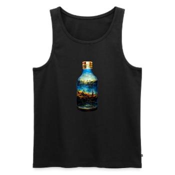 Un monde dans une bouteille - Débardeur bio Premium Homme - noir - Devant - AI Model Male 178 light (178cm)