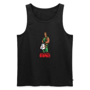 Get to the Siopa - Men's Premium Organic Tank Top - black - Front - AI Model Male 178 light (178cm)