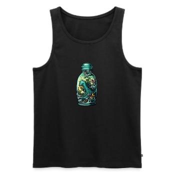 Ozean Flasche Zeichnung - Männer Premium Bio Tank Top - Schwarz - Vorne - Michal (187cm)