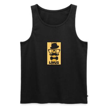 Gift for Linus - Men's Premium Organic Tank Top - black - Front - AI Model Male 178 light (178cm)