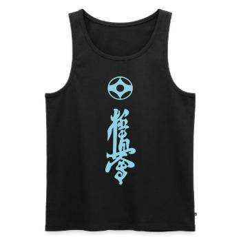 Kyokushin Kaikan Kanji Design en bleu - Débardeur bio Premium Homme - noir - Devant - Michal (187cm)