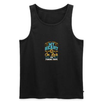 My Heart Is On Lock For Fishing Trips - Men's Premium Organic Tank Top - black - Front - AI Model Male 178 light (178cm)