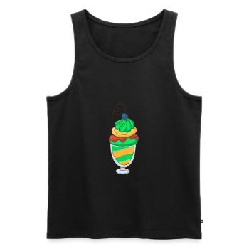 Crème glacée, crème glacée, crème glacée, crème glacée, boule, crème glacée, sundae - Débardeur bio Premium Homme - noir - Devant - AI Model Male 178 light (178cm)