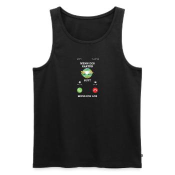 Quand le jardin m’appelle, il faut que j’aille Dictons Mesdames - Débardeur bio Premium Homme - noir - Devant - Michal (187cm)