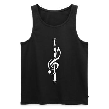 Croquis de musique de flûte - Débardeur bio Premium Homme - noir - Devant - Michal (187cm)