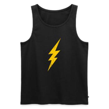 Flash d’énergieDesign en jaune - Débardeur bio Premium Homme - noir - Devant - Michal (187cm)