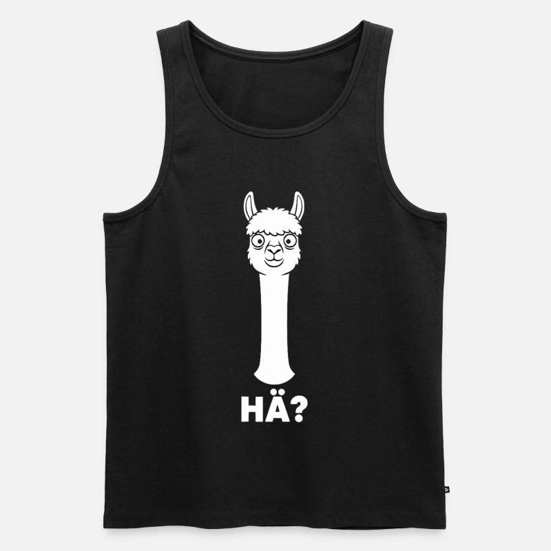 Lama mit fragendem Blick - Männer Premium Bio Tank Top - Schwarz