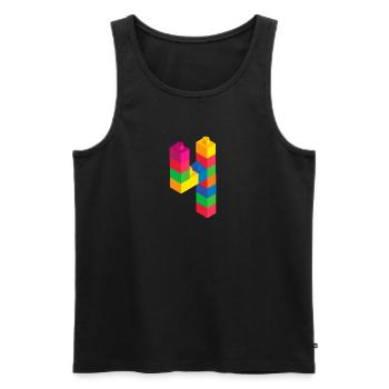 Cute Block Building 4th Birthday Gift 4 Year Old - Men's Premium Organic Tank Top - black - Front - AI Model Male 178 light (178cm)