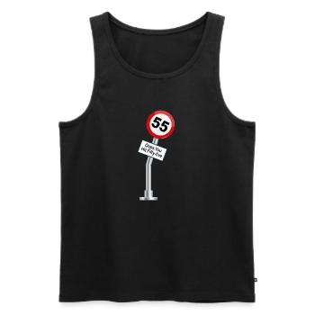 55e anniversaire Dictons drôles Humour - Débardeur bio Premium Homme - noir - Devant - Michal (187cm)
