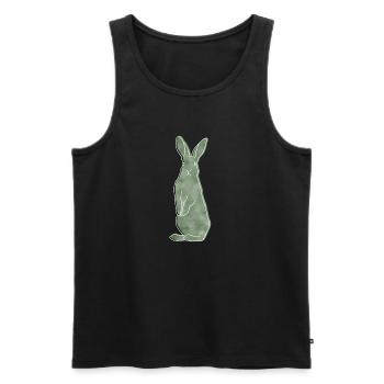 "Hase", Boho Line Art Design, Serie „Woods“ - Männer Premium Bio Tank Top - Schwarz - Vorne - AI Model Male 178 light (178cm)