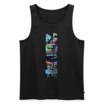 2004,vintage,18,anniversaire,graffiti,peinture - Débardeur bio Premium Homme - noir - Devant - AI Model Male 178 light (178cm)