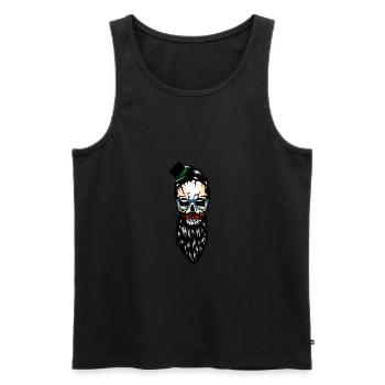 Kopf des bärtigen Barthut-Schnurrbartes des Todes Hipster - Männer Premium Bio Tank Top - Schwarz - Vorne - AI Model Male 178 light (178cm)