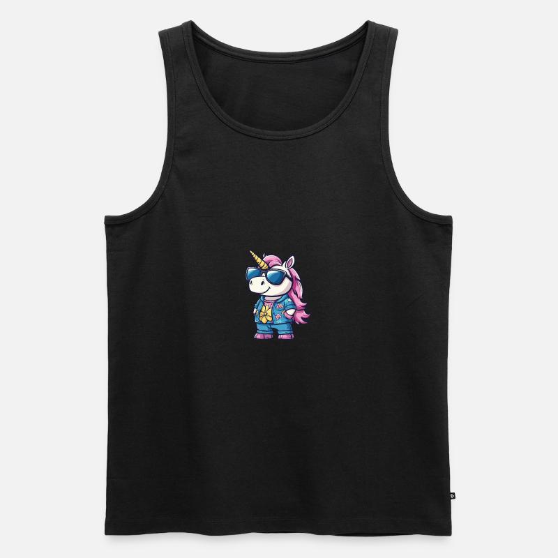 Einhorn Cool Sommer - Männer Premium Bio Tank Top - Schwarz