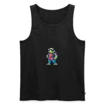 Turtle Comic Cool Summer - Men's Premium Organic Tank Top - black - Front - Michal (187cm)