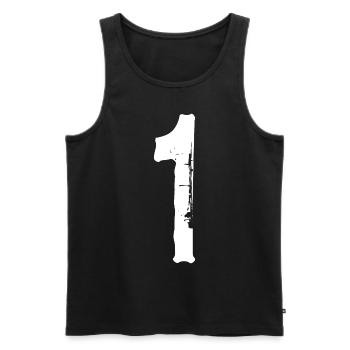 Number 1! - Men's Premium Organic Tank Top - black - Front - AI Model Male 178 light (178cm)