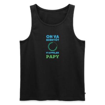 Bientôt papy | Noir et Blanc t-shirt papi - Débardeur bio Premium Homme - noir - Devant - Michal (187cm)