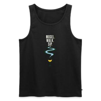 Mosel Wine Hiking Walk Sip Riesling Lover - Men's Premium Organic Tank Top - black - Front - Michal (187cm)
