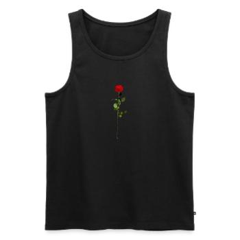 Rote Rose - Männer Premium Bio Tank Top - Schwarz - Vorne - AI Model Male 178 light (178cm)