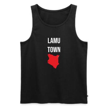 Lamu Town Souvenir - Men's Premium Organic Tank Top - black - Front - AI Model Male 178 light (178cm)