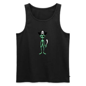 Alien Pirate Captain Cap Funny Alien - Men's Premium Organic Tank Top - black - Front - AI Model Male 178 light (178cm)