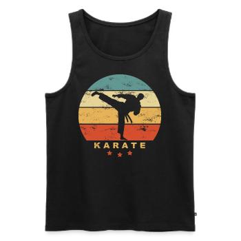 KARATE - Mann macht Karatekick - Retro Kampfsport - Männer Premium Bio Tank Top - Schwarz - Vorne - AI Model Male 178 light (178cm)
