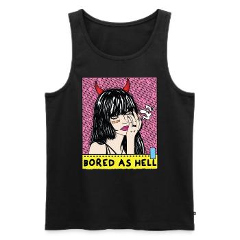 POP-ART Bored As Hell ARTWORK, Devil Frau 80s - Men's Premium Organic Tank Top - black - Front - AI Model Male 178 light (178cm)