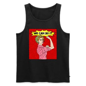 POP-ART COMIC PIN-UP GIRL WE CAN DO IT - Men's Premium Organic Tank Top - black - Front - AI Model Male 178 light (178cm)
