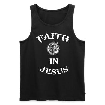 Foi Religion Jésus Christianisme Dieu Dicton - Débardeur bio Premium Homme - noir - Devant - AI Model Male 178 light (178cm)