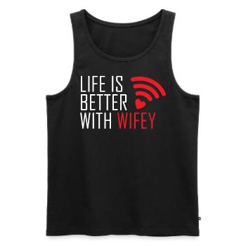 Life is better with Wifey - Wifi - Men's Premium Organic Tank Top - black - Front - Michal (187cm)