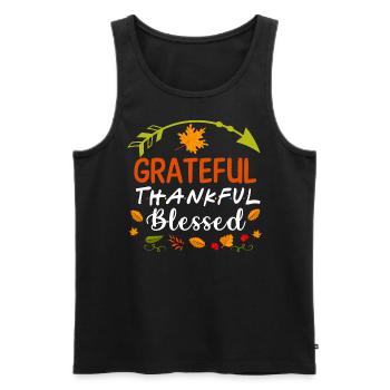 Greatful Thankful Blessed t-shirt - Männer Premium Bio Tank Top - Schwarz - Vorne - Michal (187cm)