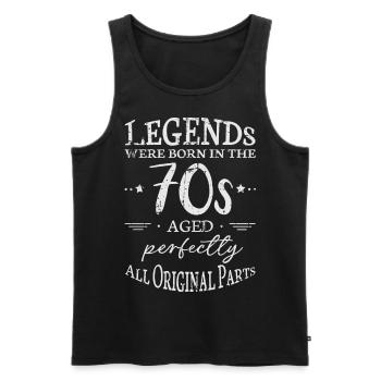 Legenden der 70er Sprüche Motiv Geschenk - Männer Premium Bio Tank Top - Schwarz - Vorne - AI Model Male 178 light (178cm)