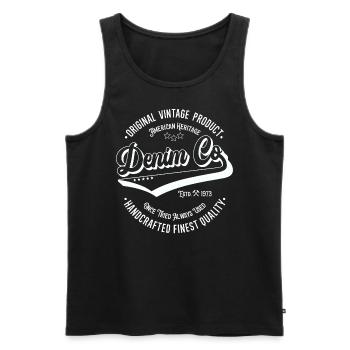 Denim Co. original vintage product handcrafted - Men's Premium Organic Tank Top - black - Front - AI Model Male 178 light (178cm)